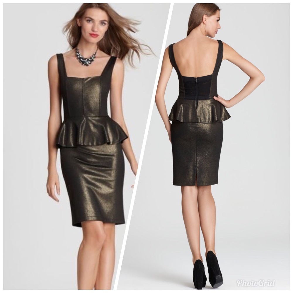 Alice + Olivia Metallic Peplum Dress